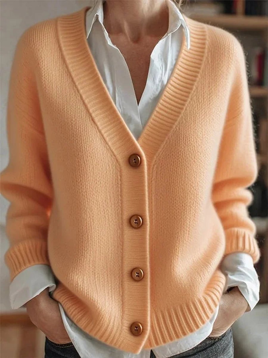 Women's Vintage V-Neck Button-Front Knit Cardigan Sweater