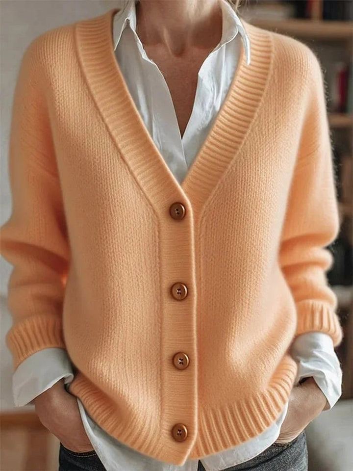 Women's Vintage V-Neck Button-Front Knit Cardigan Sweater