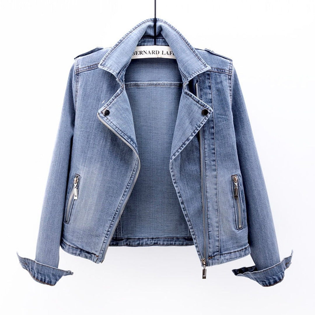 Women's Washed Light Blue Classic Snap-Button Denim Jacket