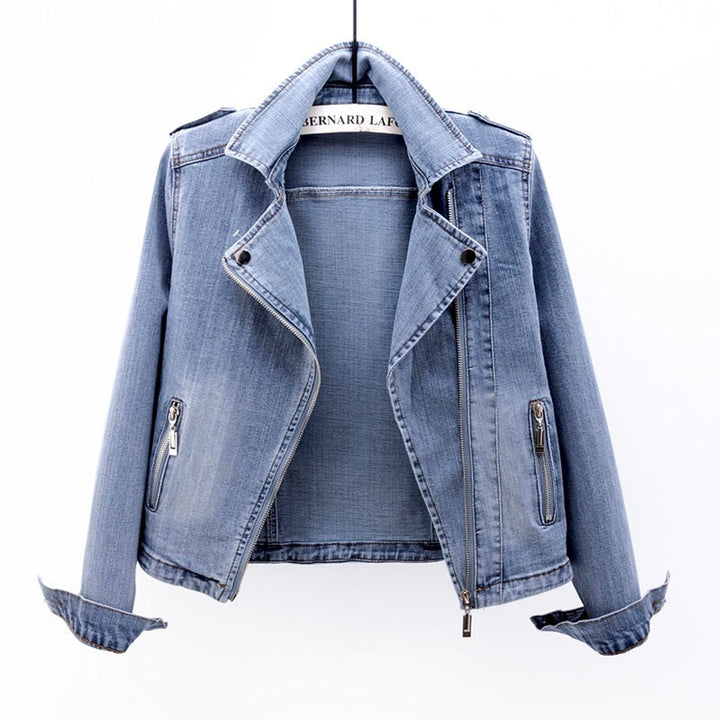 Women's Washed Light Blue Classic Snap-Button Denim Jacket