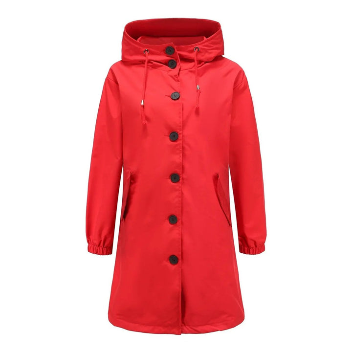 Women's Water-Resistant Hooded Button-Front Trench Coat