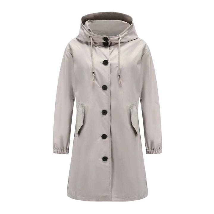 Women's Water-Resistant Hooded Button-Front Trench Coat
