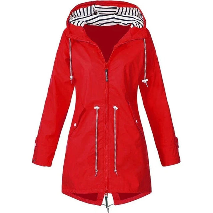 Women's Waterproof Hooded Drawstring Zip-Up Trench Coat