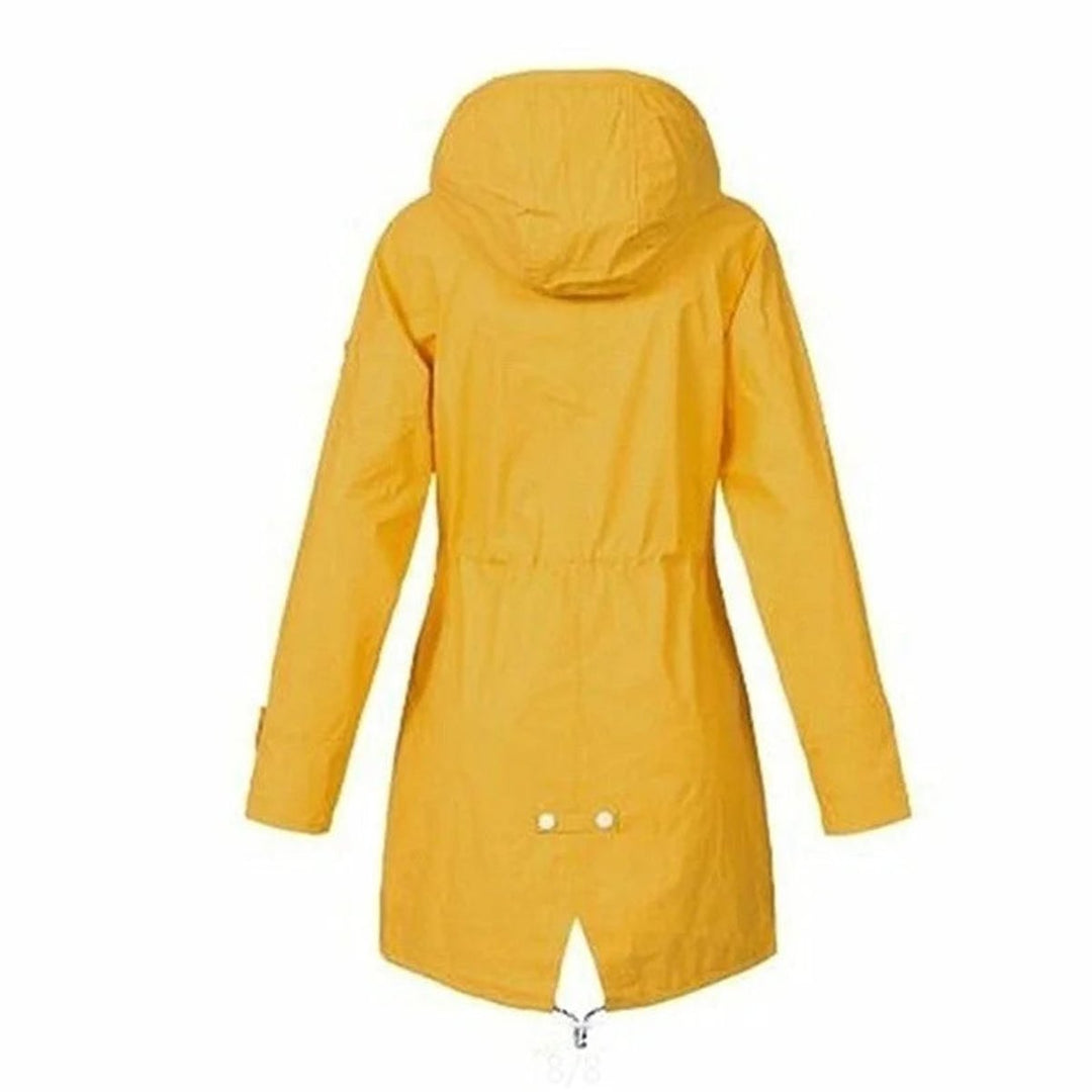 Women's Waterproof Hooded Drawstring Zip-Up Trench Coat