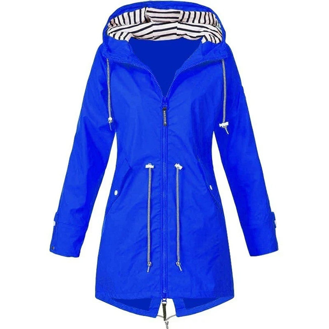 Women's Waterproof Hooded Drawstring Zip-Up Trench Coat