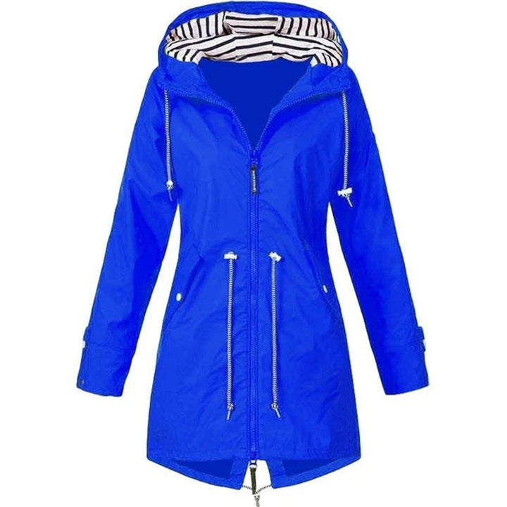 Women's Waterproof Hooded Drawstring Zip-Up Trench Coat