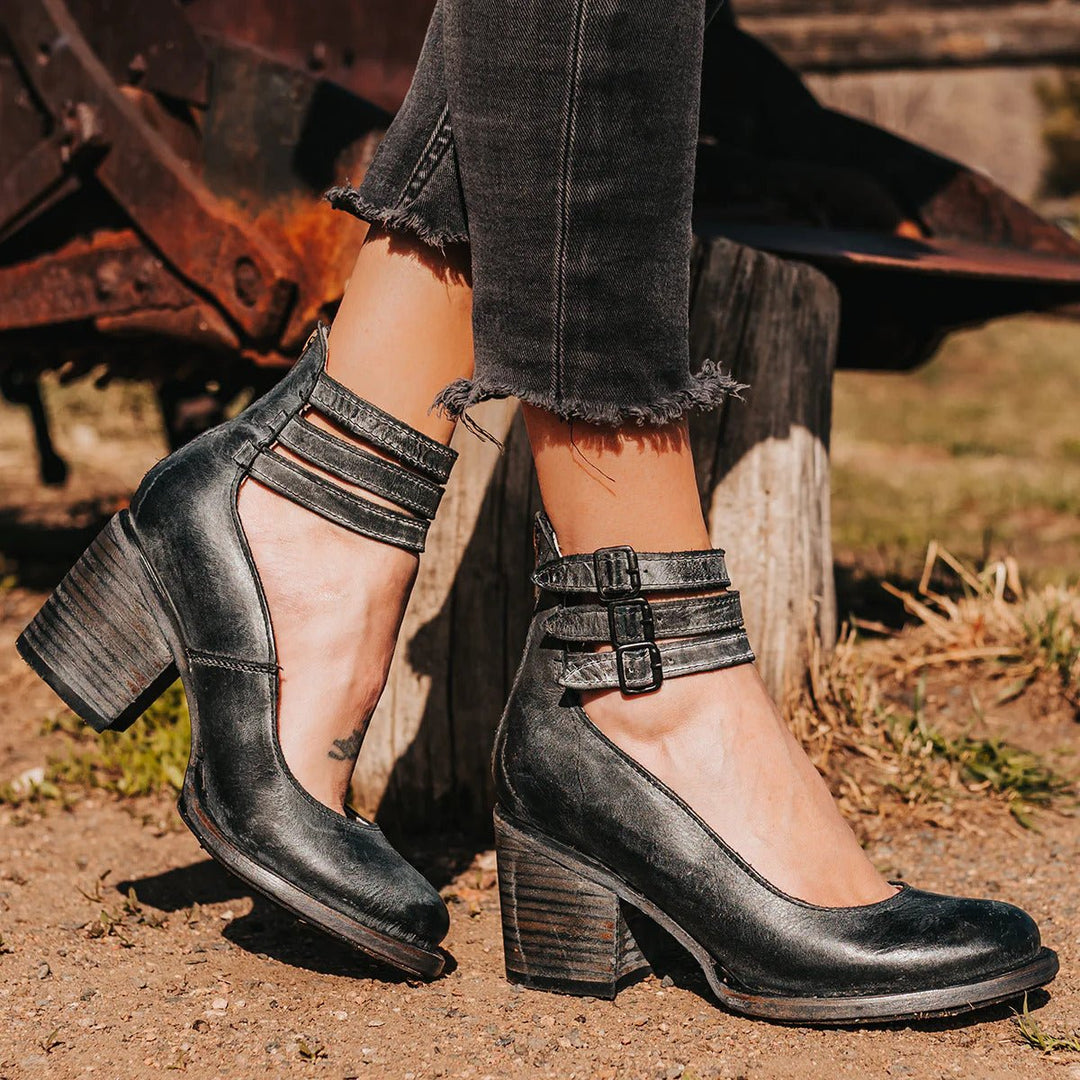 Women's Western-Style Buckle-Strap Pointed-Toe Ankle Boots
