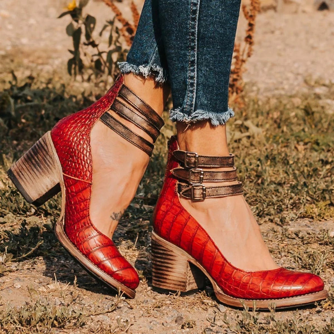 Women's Western-Style Buckle-Strap Pointed-Toe Ankle Boots