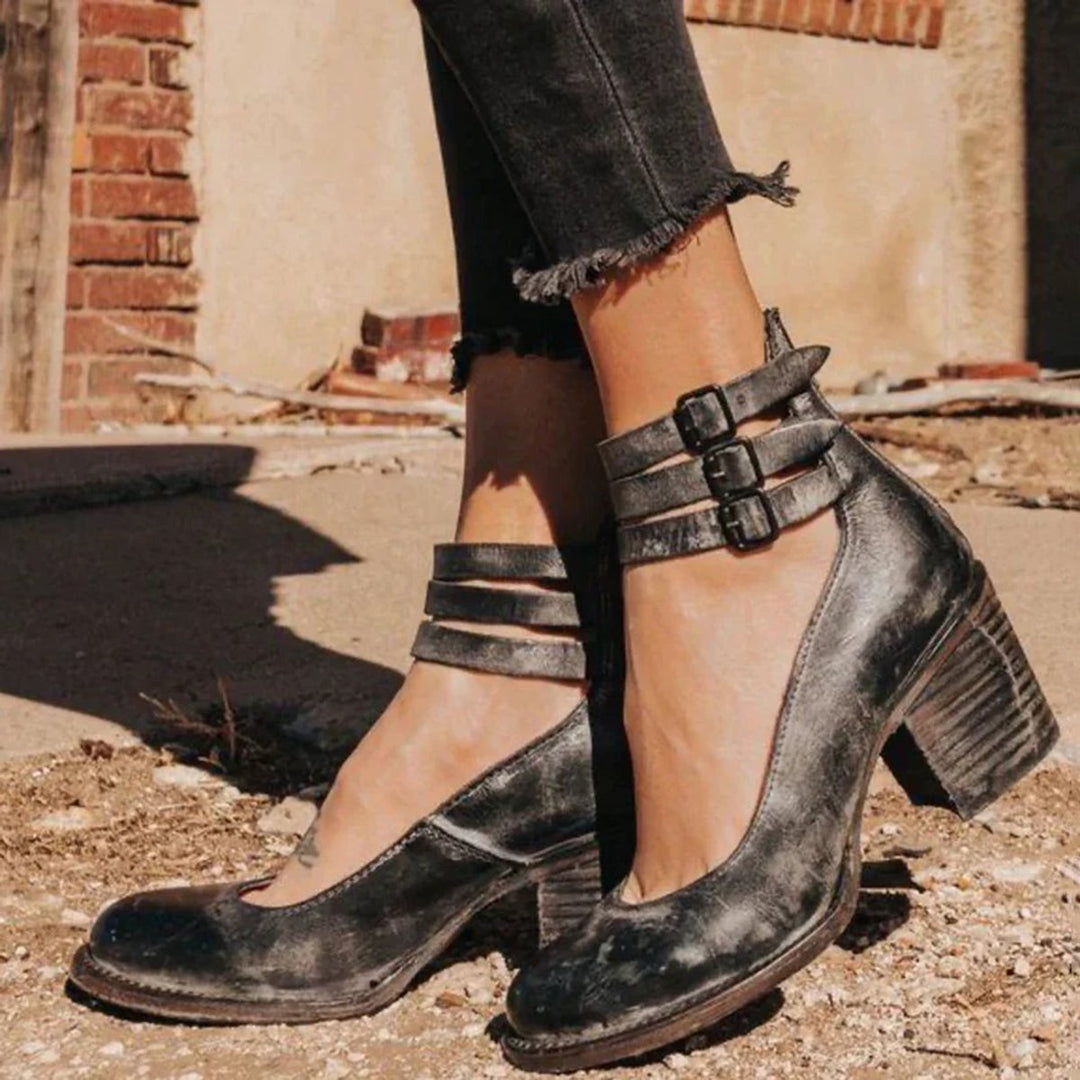 Women's Western-Style Buckle-Strap Pointed-Toe Ankle Boots