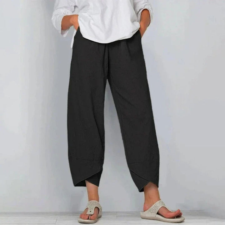 Women's Wide-Leg Cropped Linen-Blend Casual Pants