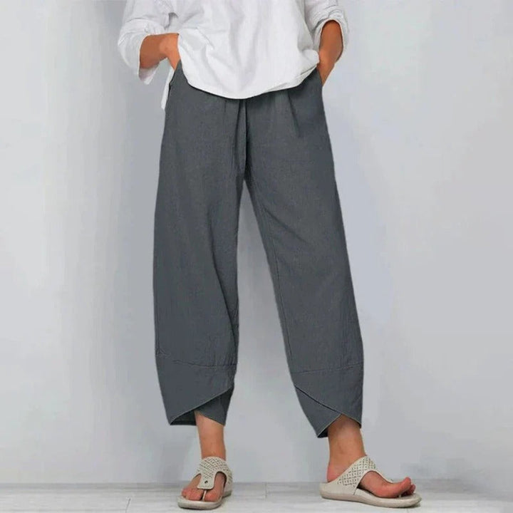 Women's Wide-Leg Cropped Linen-Blend Casual Pants