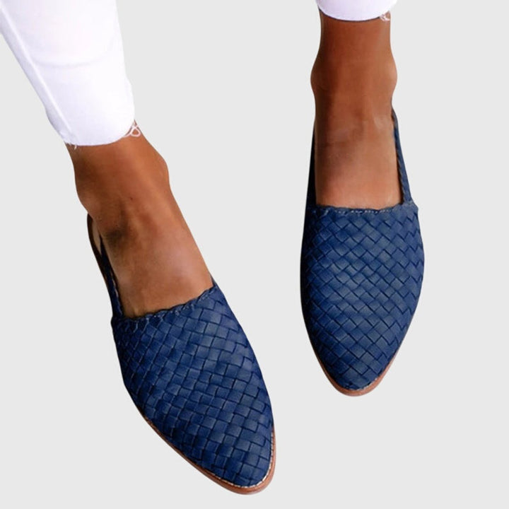 Women's Woven Leather Pointed-Toe Slip-On Loafers - Blue