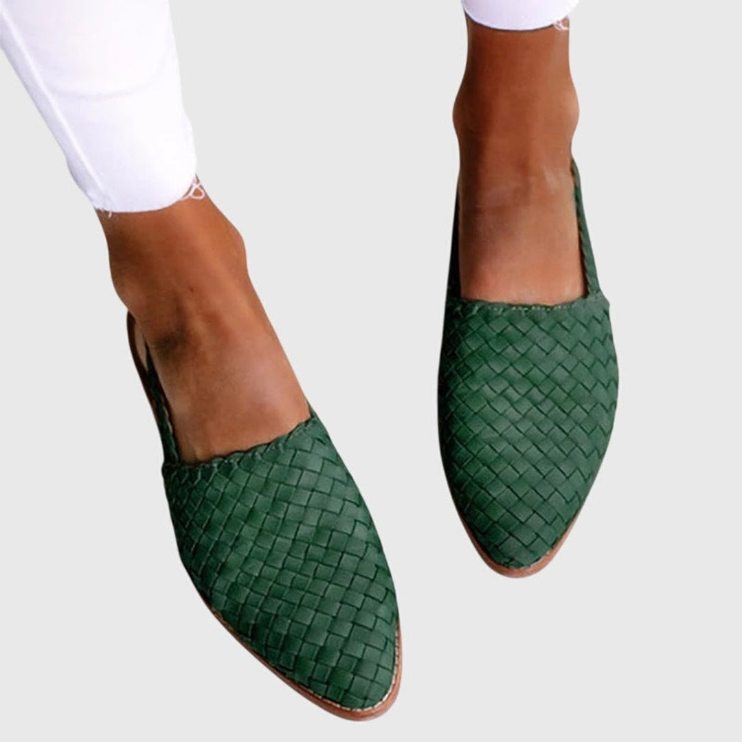 Women's Woven Leather Pointed-Toe Slip-On Loafers
