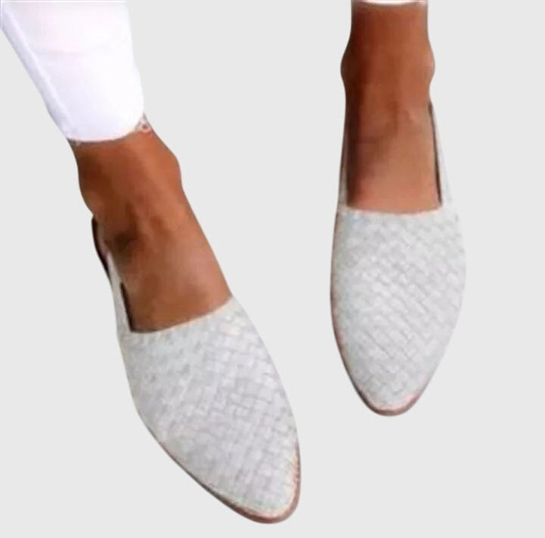 Women's Woven Leather Pointed-Toe Slip-On Loafers - White