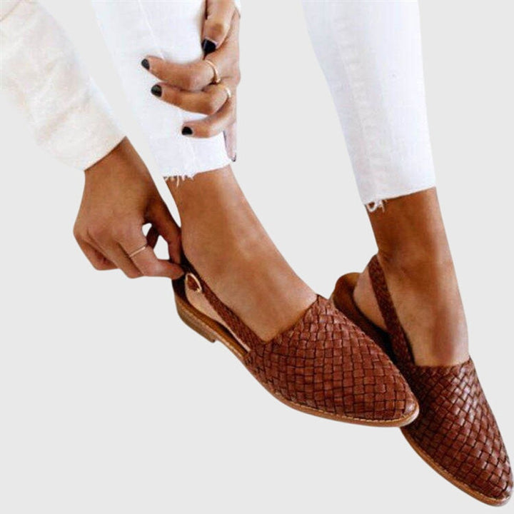 Women's Woven Leather Pointed-Toe Slip-On Loafers