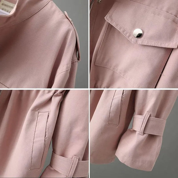Women's Zip-Up Long-Sleeve Casual Trench Coat