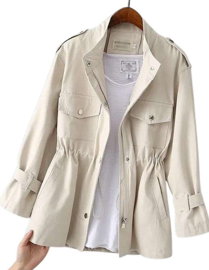 Women's Zip-Up Long-Sleeve Casual Trench Coat
