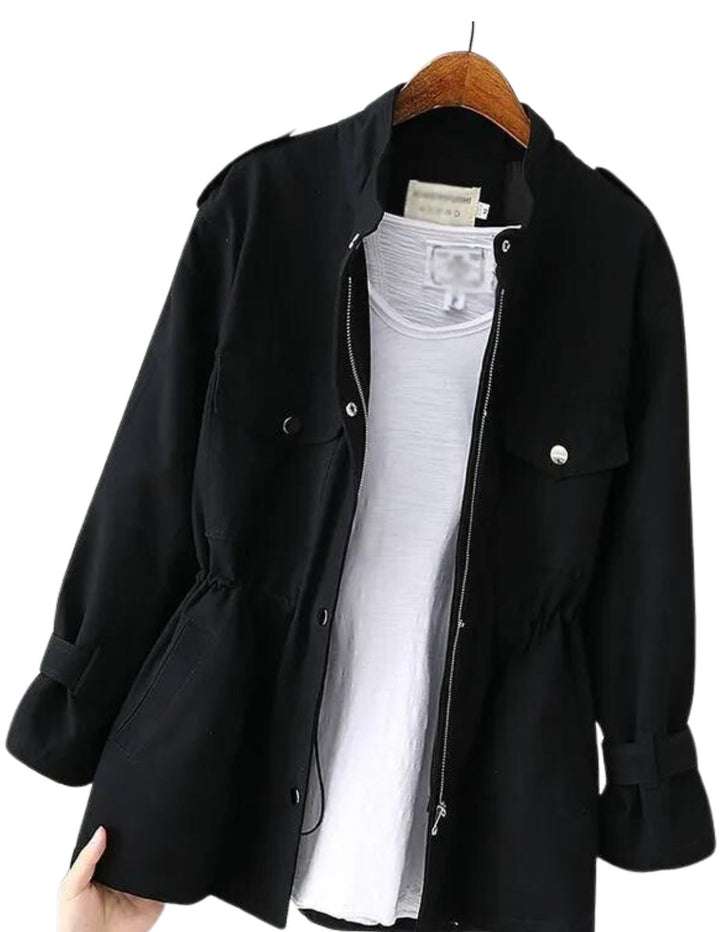 Women's Zip-Up Long-Sleeve Casual Trench Coat