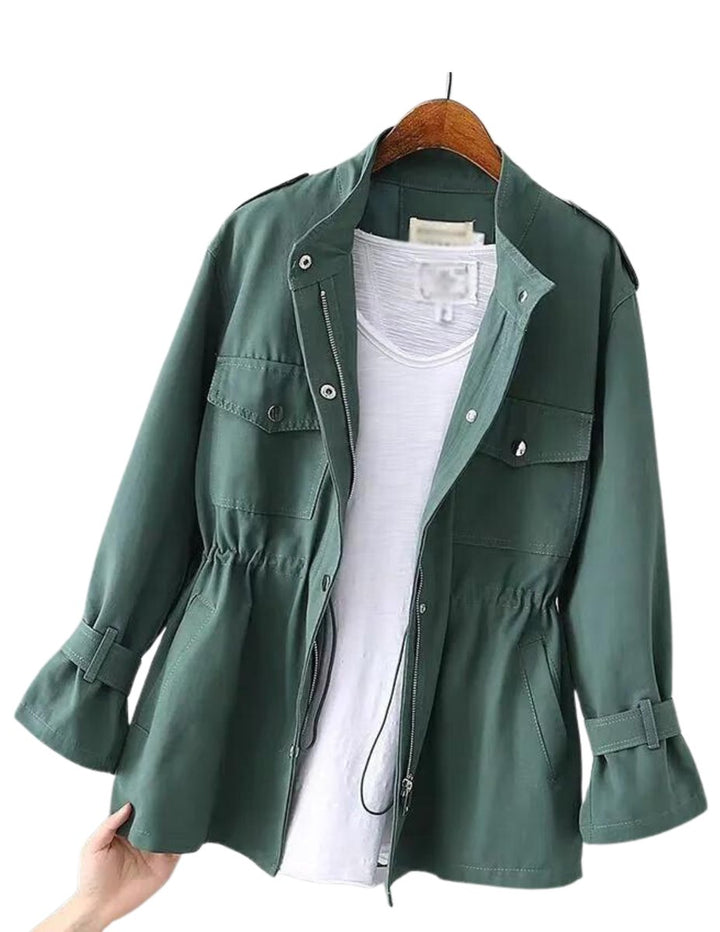 Women's Zip-Up Long-Sleeve Casual Trench Coat